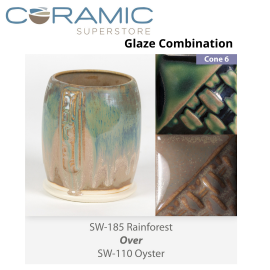 Rainforest SW185 over Oyster SW110 Stoneware Glaze Combination Rainforest SW185 over Oyster SW110 Stoneware Glaze Combination